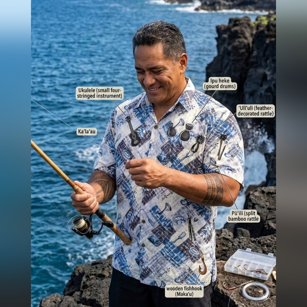 Kole Kole Made In Hawaii Cotton Soft Button-down Shirt Native Tools Instruments